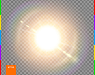 Wall Mural - vector sun. glow transparent sunlight special lens flare light effect. isolated flash rays and spotl