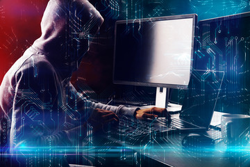Aufkleber - Hacker using computer