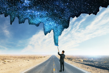 Poster - Businessman drawing sky