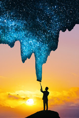 Poster - Businessman drawing sky