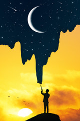 Poster - Businessman abstract sky