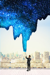 Poster - Businessman drawing sky