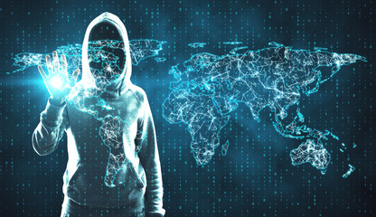 Poster - Global network and hacking concept