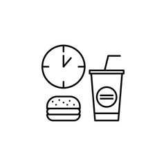 Poster - Time management, break, clock, fast food, relax, time icon. Element of time management icon. Thin line icon for website design and development, app development. Premium icon