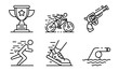 Triathlon icons set. Outline set of triathlon vector icons for web design isolated on white background