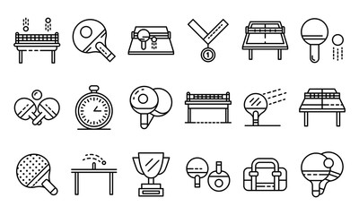 Wall Mural - Table tennis icons set. Outline set of table tennis vector icons for web design isolated on white background
