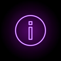Poster - info sign icon. Elements of Web in neon style icons. Simple icon for websites, web design, mobile app, info graphics