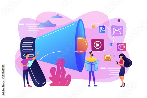 Cuadros en Lienzo Push advertising concept vector illustration.