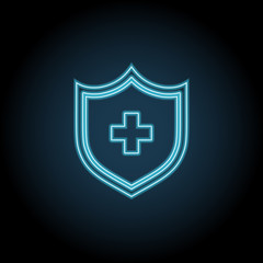 Poster - The Medical shield with cross neon icon . Simple thin line, outline vector of Medicine icons for UI and UX, website or mobile application