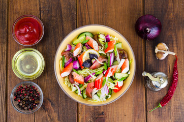 Wall Mural - Vegetable salad with surimi crab sticks.