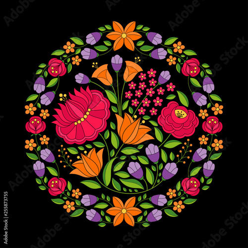 Dekoracja na wymiar  wektor-wegierski-ludowy-wzor-kalocsa-kwiatowy-ornament-etniczny-slowianski-krag-wschodnioeuropejski