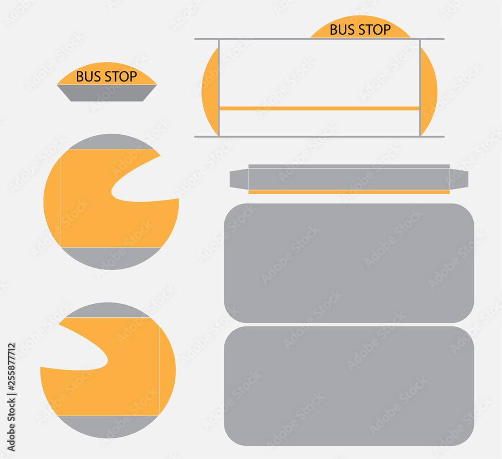 Bus Stop Paper Model Vector , cut and glue Stock Vector | Adobe Stock