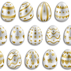 Easter White Eggs with Gold Decor Seamless Pattern