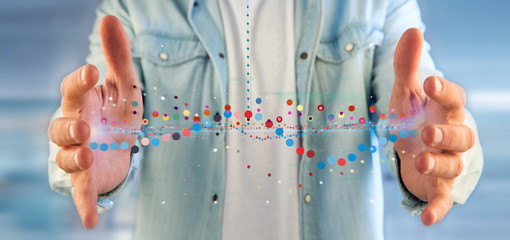 Poster - man holding a business stock exchange trading data information