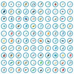 Poster - 100 hi-fi icons set in isometric 3d style for any design vector illustration