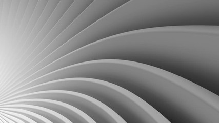 Poster - 3d render abstract background with bended into spiral geometry. Simple geometry composition. Loopable animation.