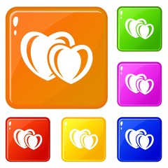 Poster - Heart love icons set collection vector 6 color isolated on white background