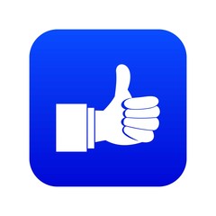 Poster - Thumb up gesture icon digital blue for any design isolated on white vector illustration