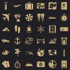 Poster - Travel icons set. Simple style of 36 travel vector icons for web for any design