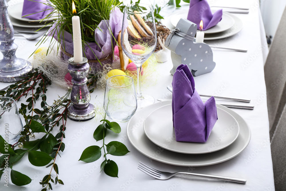 Beautiful table set for Easter celebration