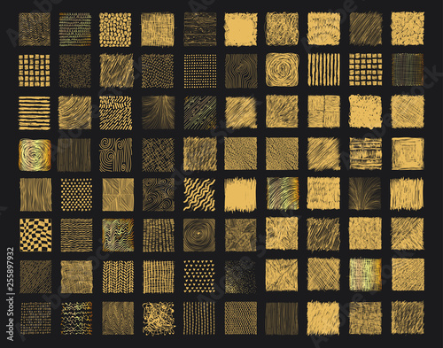 Set of rough gold grunge te...