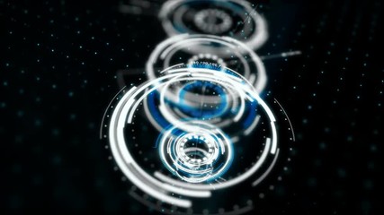 Poster - circle hud head up display interface element for futuristic cyber technology concept with dark and g