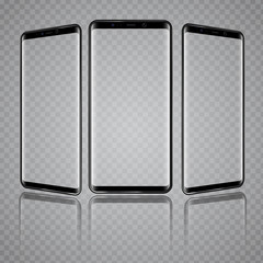 Wall Mural - Modern Smartphone with different angles of view and Transparent Screens. High detailed vector illustration.