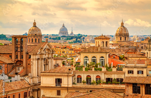 Photo: Aerial panoramic cityscape of Rome, Italy. Rome architecture and landmark. Aerial panoramic cityscape of Rome, Italy. Rome architecture and landmark.