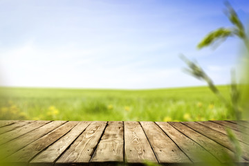 Wall Mural - desk of free space and spring time