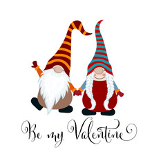 Valentine's Day Card With Gnomes Couple In Love