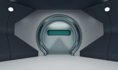 Poster - Futuristic round metallic heavy door