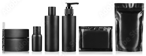 Fotografía Big set of black personal hygiene products, isolated on white background