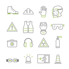 Work safety line icon set Vector illustration concept