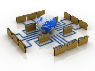 Poster - 3d rendering Documents copying one file to another