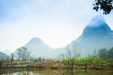 Mountain in the mist scenery