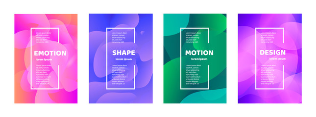 Aufkleber - Set of Modern abstract vector banner. Flat geometric colorful liquid shape. Colored design template of a logo, flyer, banner, presentation. Concept design for business. Isolated vector illustration.
