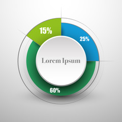 Wall Mural - Business colorful pie chart template with big circle in the center. Background for your documents, web sites, reports, presentations and infographics