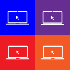 Poster - laptop icon , flat design on 4 color background