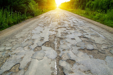 Poster - Bad road cracked and damaged