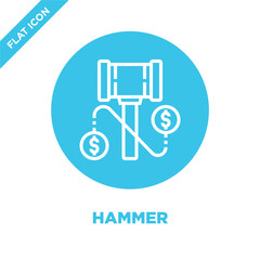 Wall Mural - hammer icon vector from corruption elements collection. Thin line hammer outline icon vector  illustration. Linear symbol for use on web and mobile apps, logo, print media.