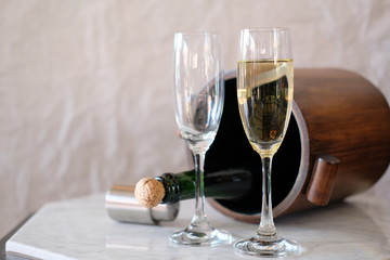 Wall Mural - Champagne glass on table