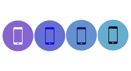 Poster - Modern flat icons. Set of hands touching smart phone. Isolated on white background.