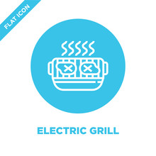Electric Grill Icon Vector From Bbq And Grill Collection. Thin Line Electric Grill Outline Icon Vector  Illustration. Linear Symbol For Use On Web And Mobile Apps, Logo, Print Media.
