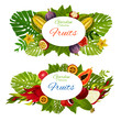 © Vector Tradition - Tropical fruits, exotic food on palm leaves