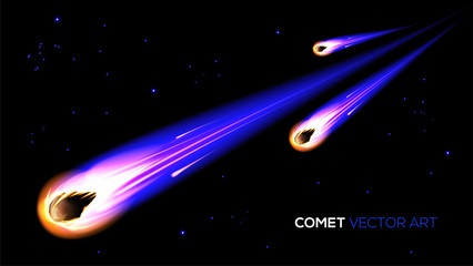 Poster - Illustration of a group of comets in vector. It is suitable for being used as an element or a background in science related theme.
