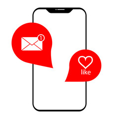 Poster - Smartphone with hearth and message. Hearth and message icons. Vector illustration. eps10