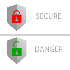 Aufkleber - Secure lock and danger isolated on white background
