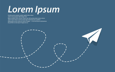 Poster - paper airplane flying. Start up, freedom, dream concept to the target. startup. creative idea
