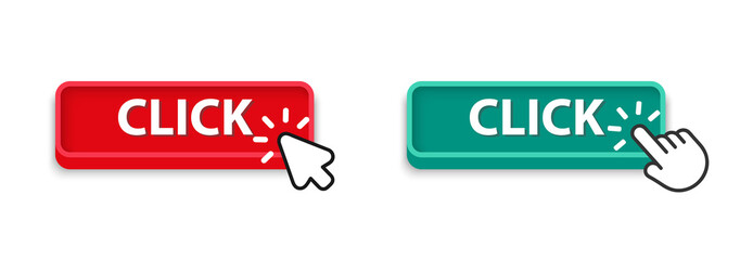Leinwandbilder - Click button with hand pointer and arrow clicking