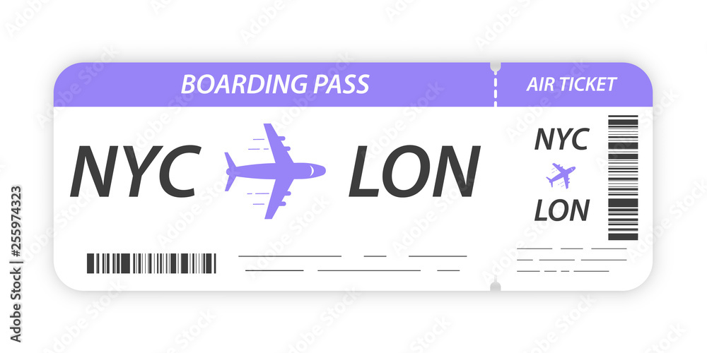 Airline boarding pass ticket. Ticket blank. Plane ticket template. - obrazy, fototapety, plakaty 